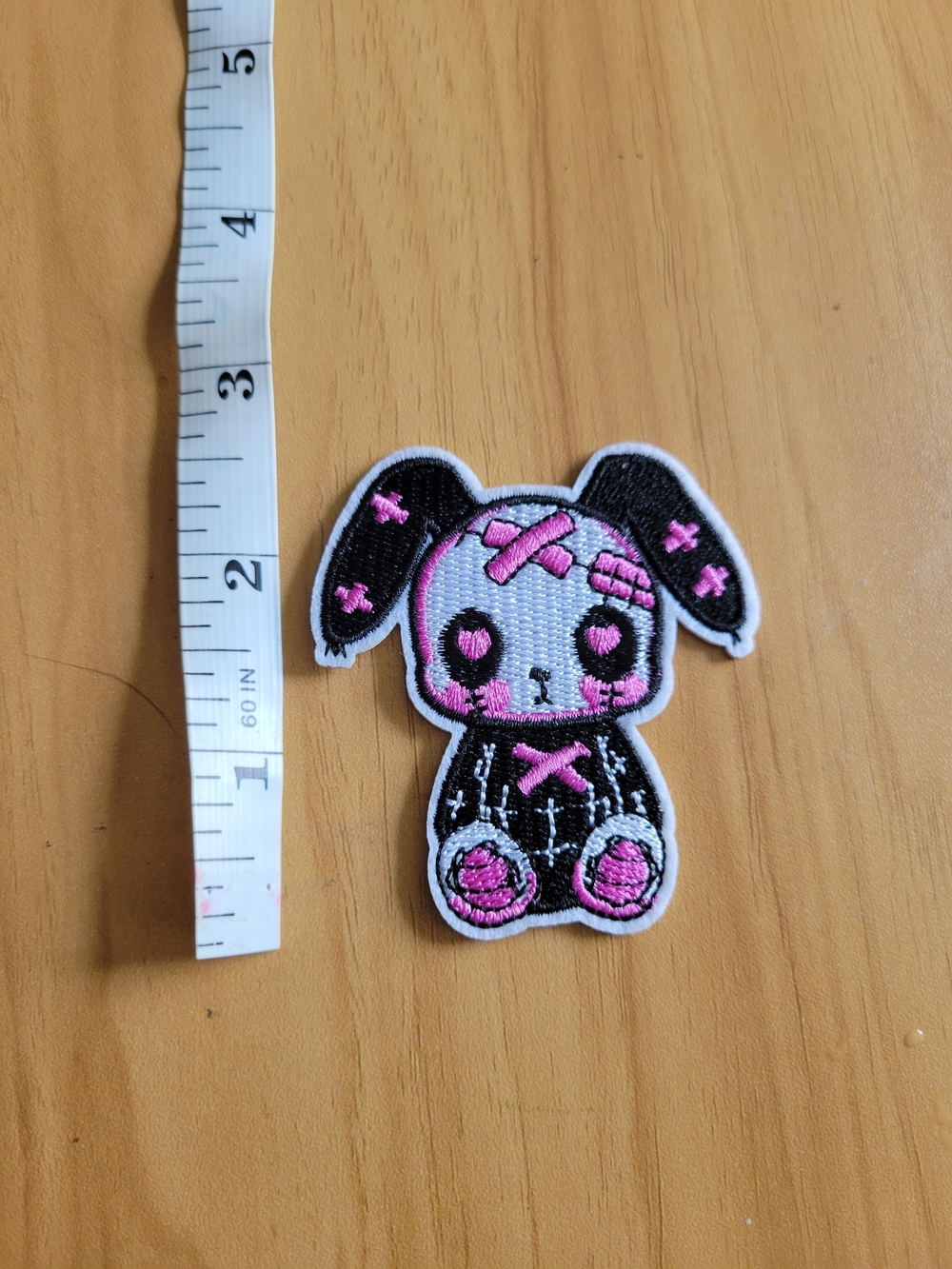 Black & Pink Bunny Patch Iron-On Accessory